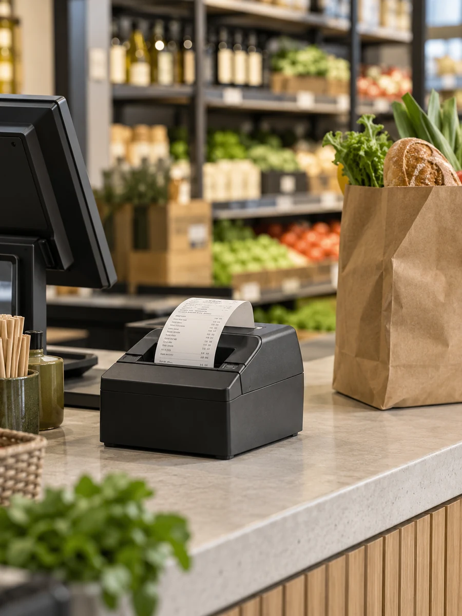 retail and hospitality checkout with a receipt printer