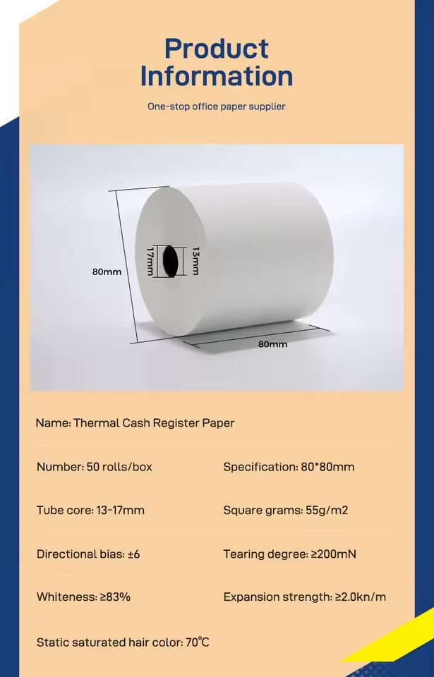 80 × 80 mm Thermal Rolls with Gold Packing — view 4